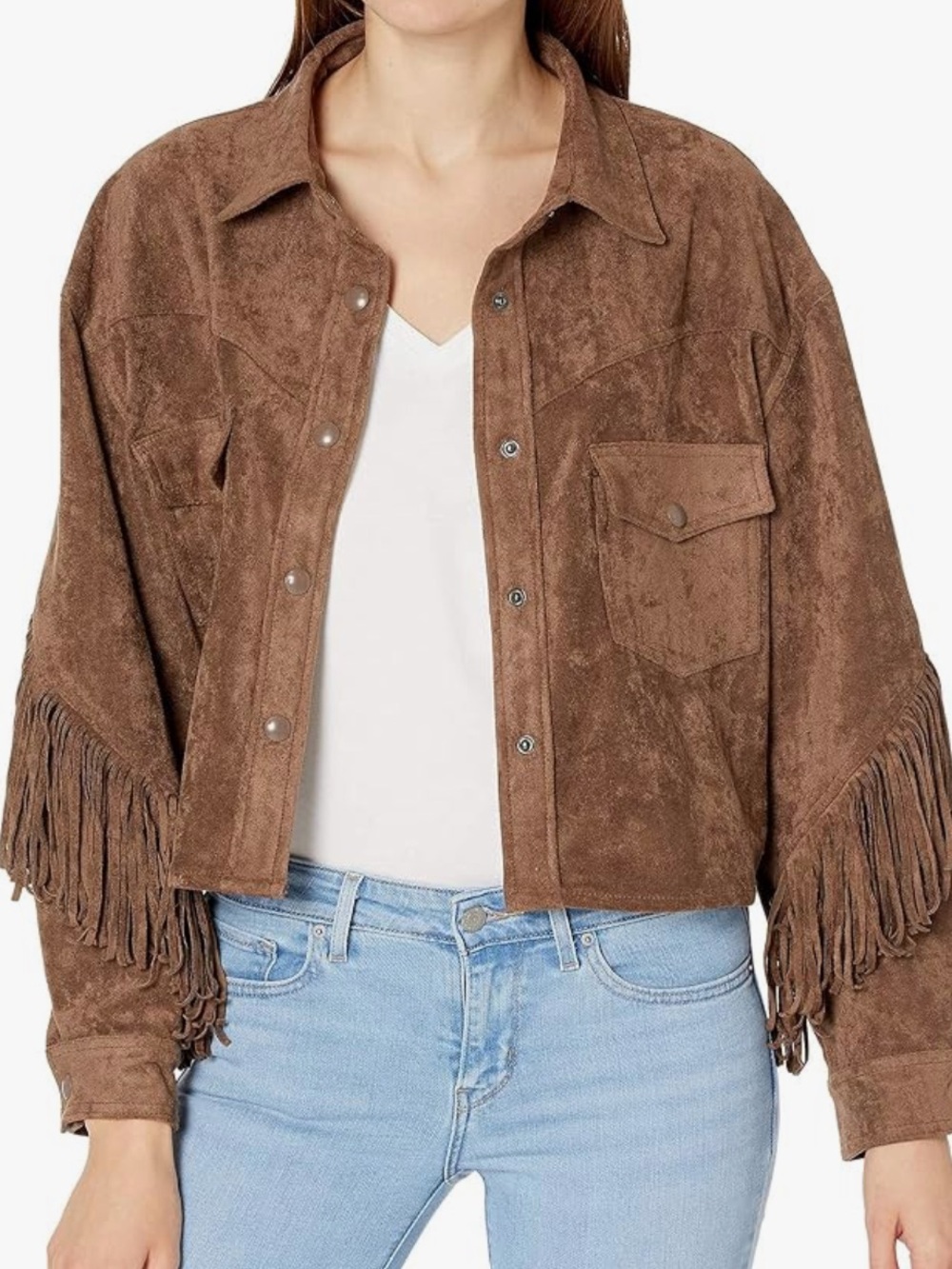 [BLANKNYC] Women's Faux Suede Fringe Jacket